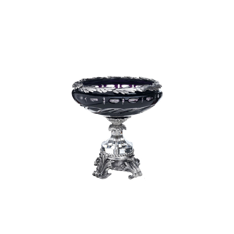 Reggia black and clear crystal handgrinded cup with bronze leaves crown