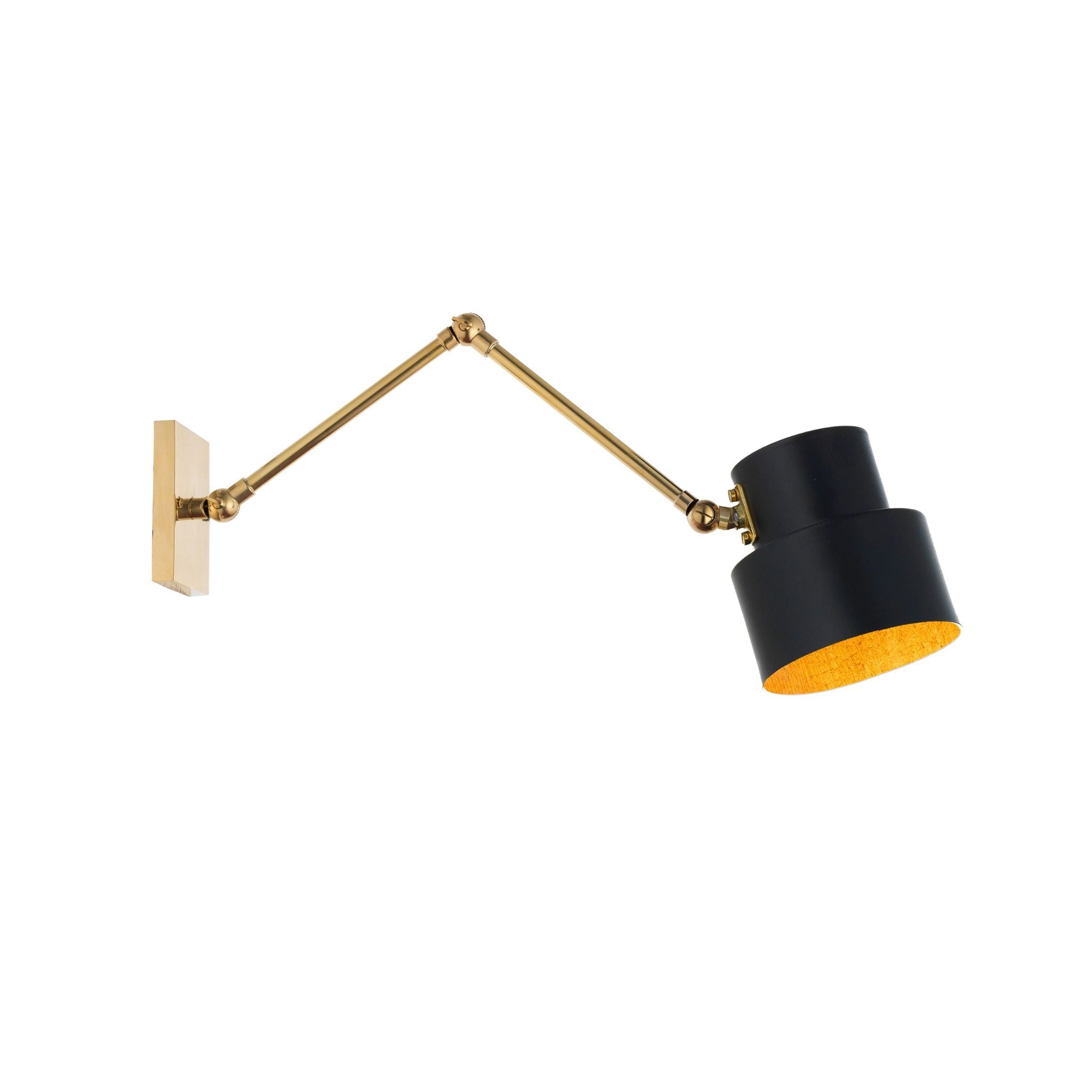 Satellite jet black brass wall light and jointed arm - ilbronzetto