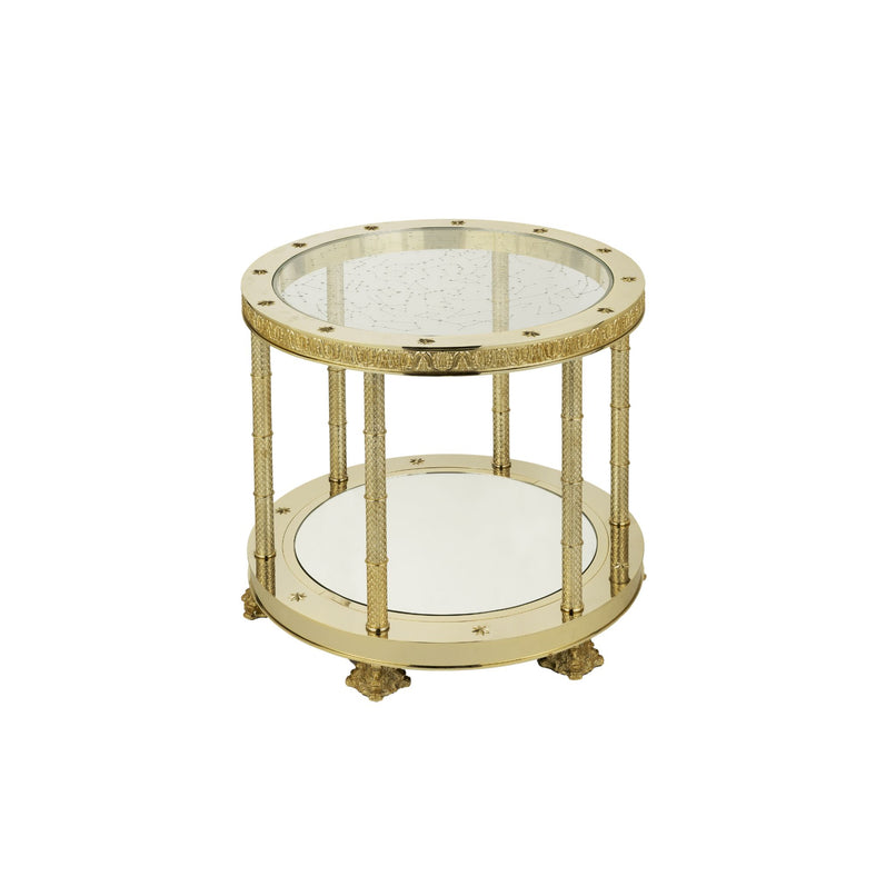 Ad Astra round table with bronze structure and crystal top