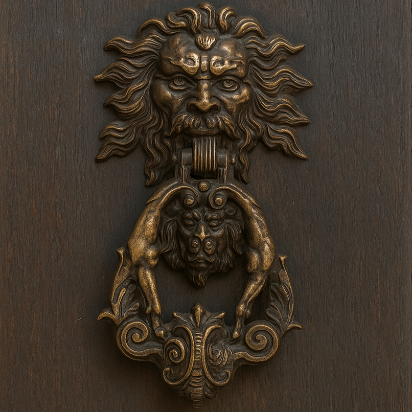 Fauna brass mask knocker