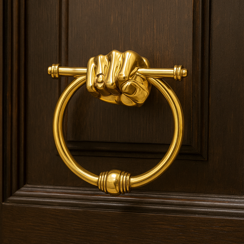 Frankestein hand brass door knocker