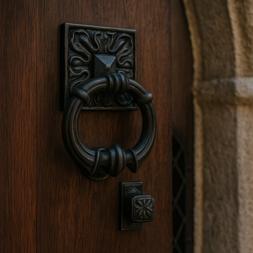 Frankenstein brass decorated knocker