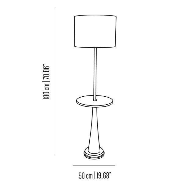 I-conic brass stand floor lamp with marble table