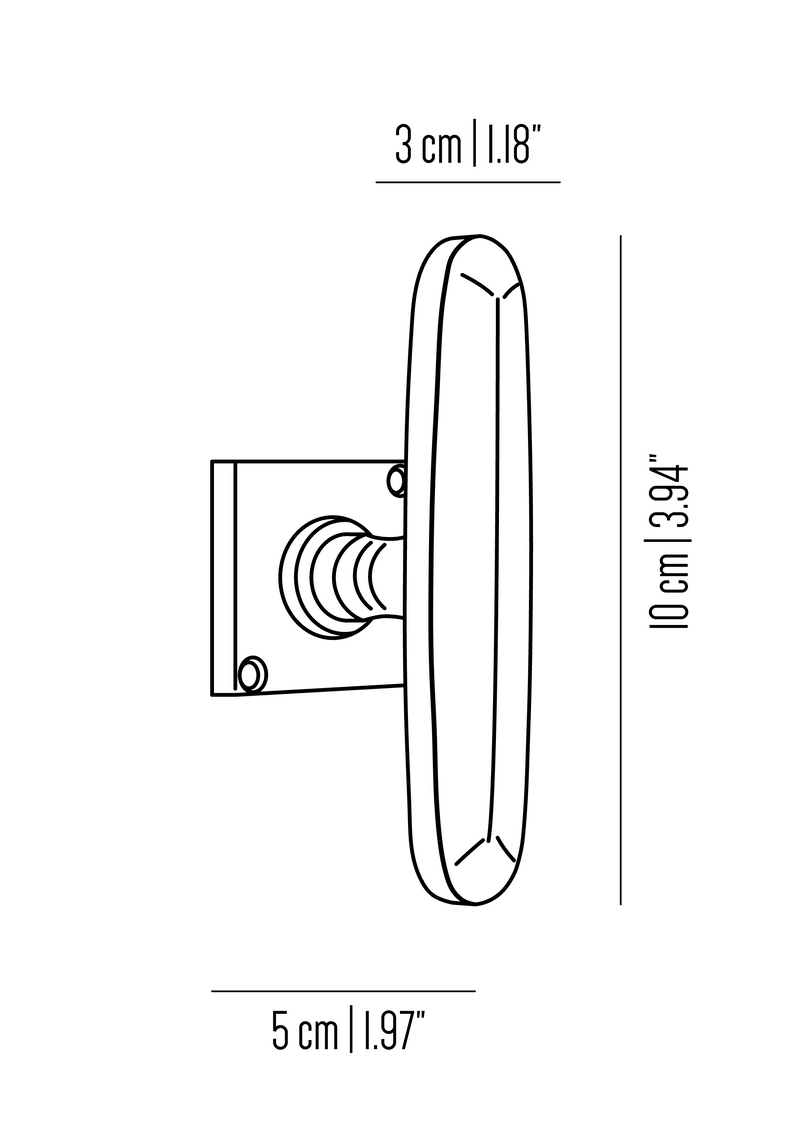 Novecento brass cuneiform window handle