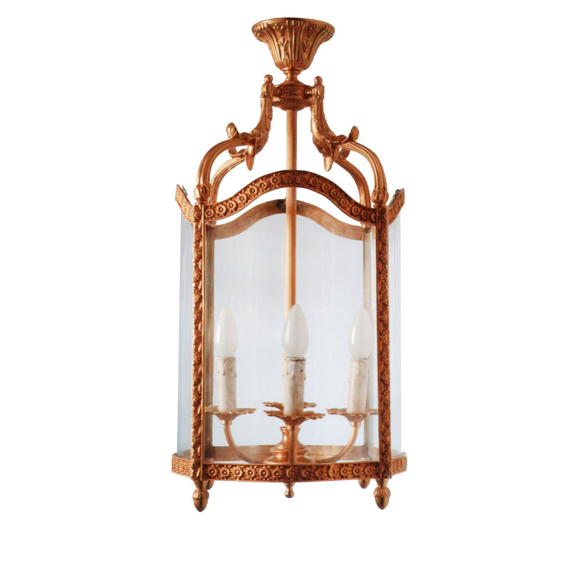 Castle hanging lantern with curved glass