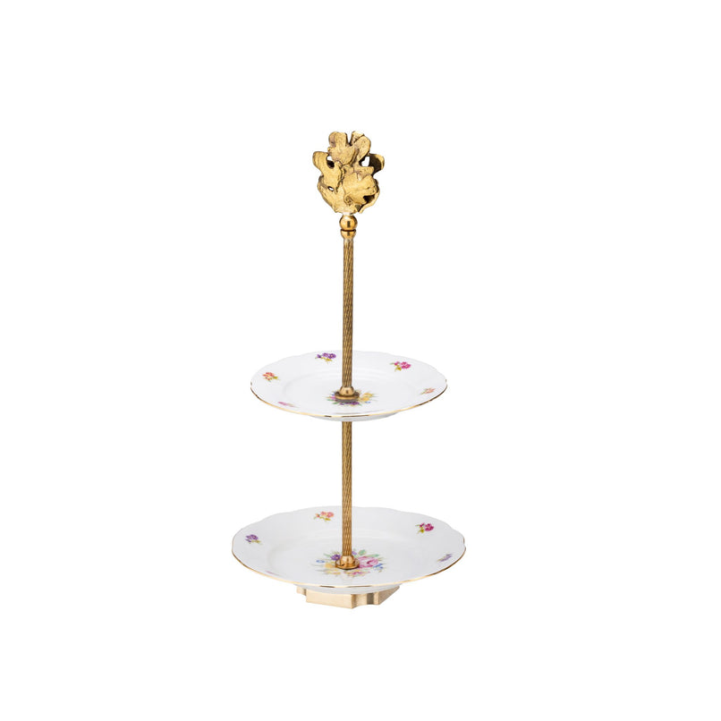 Chicca medium cake stand with oak leaf on top