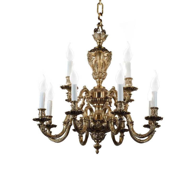 Classic 12 lights casting bronze chandelier