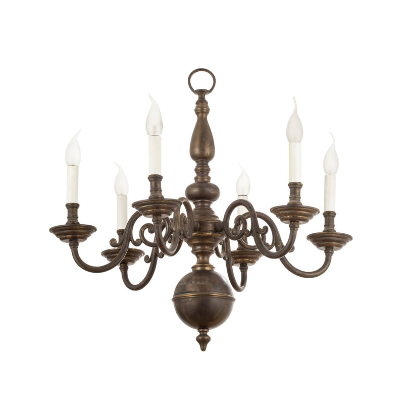Classic dutch chandelier with brass structure and six lights