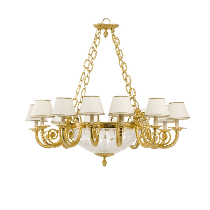 Classic 12 lights chandelier with hand grinded crystal