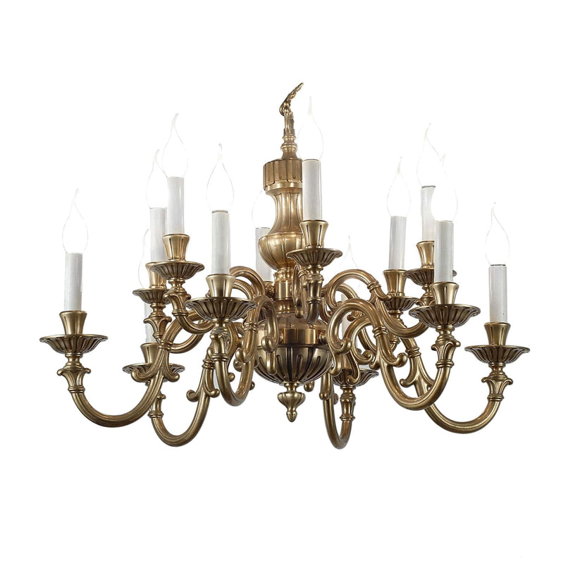 Classic dutch chandelier with brass structure and 12 lights