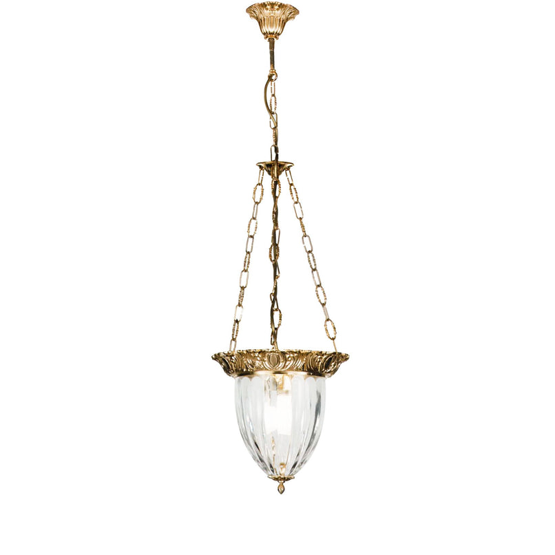 Classic suspension with clear decorated glass bowl
