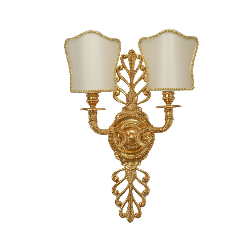 Classic two lights bronze and fabric lampshades sconce