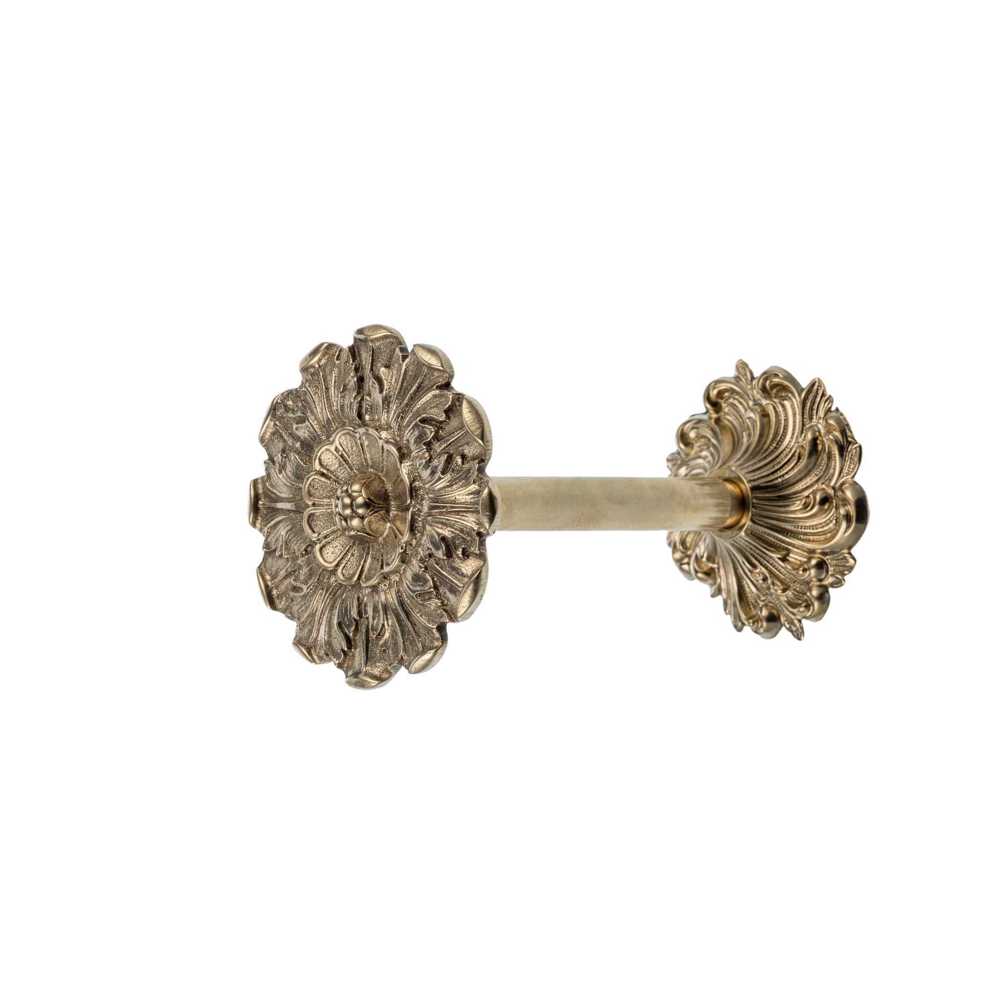 A decorative curtain tieback made of brass with a smooth, polished finish. It features subtle, elegant details along its surface, adding texture and a touch of sophistication. The tieback has a rounded shape that gently wraps around the curtain, providing both function and style. It adds a classic, refined accent to any room, enhancing the overall decor with its warm brass tone