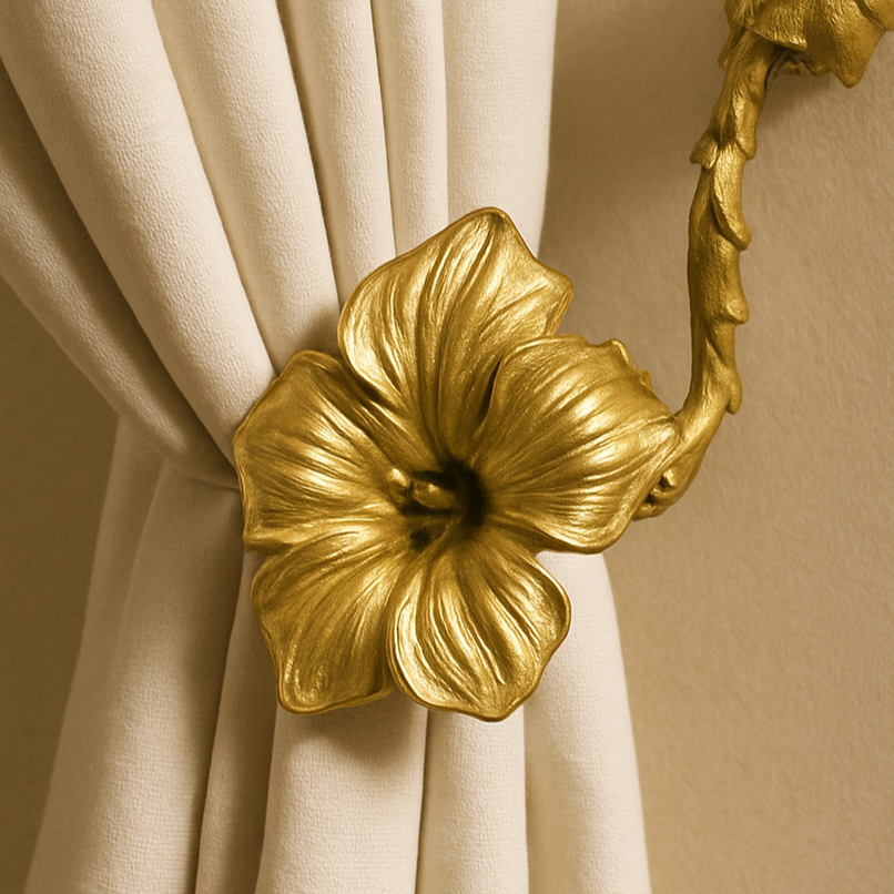 Flora brass flower curtain holder