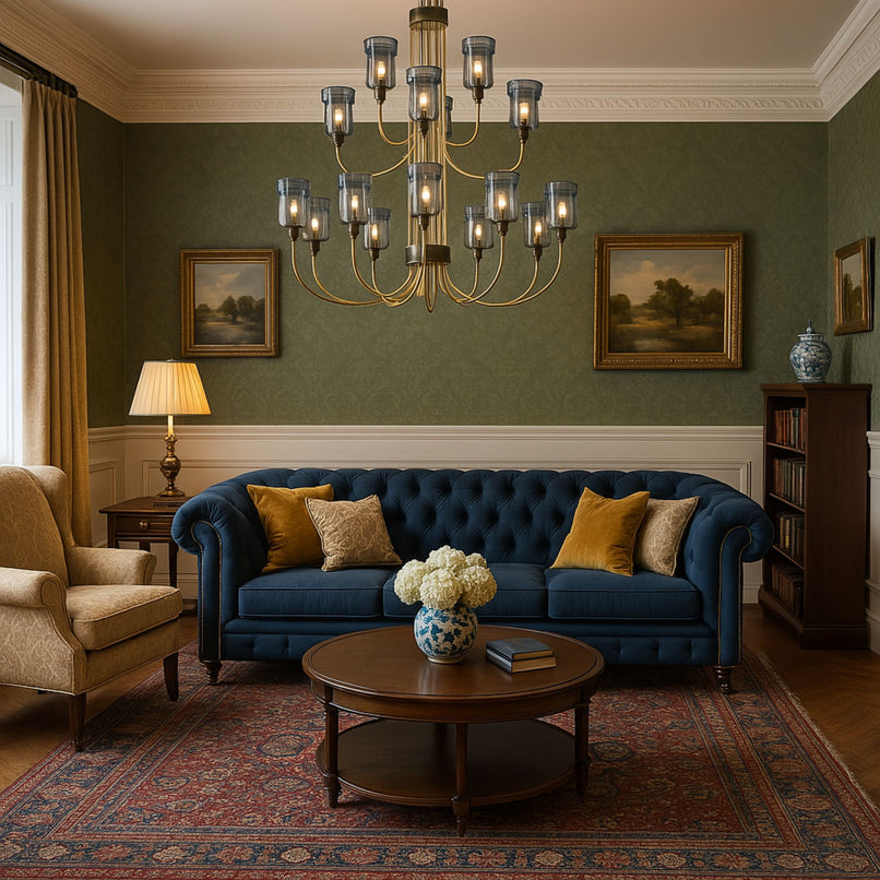 Jacaranda two tier brass chandelier