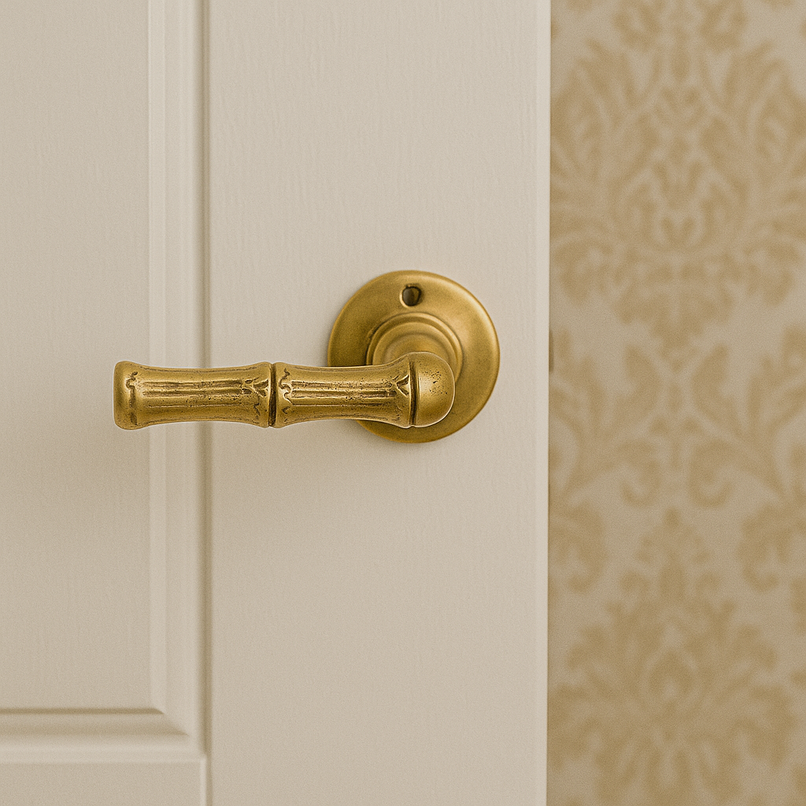 Bamboo brass detailed door handle