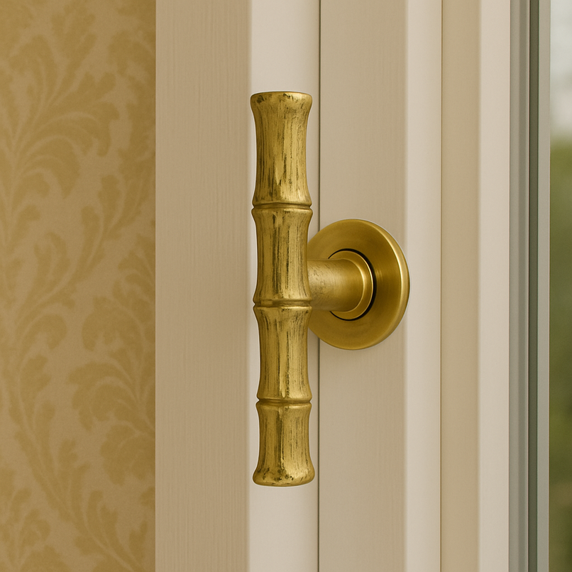 Bamboo brass detailed window handle