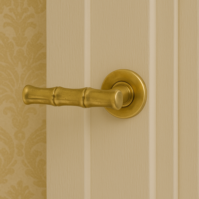 Bamboo brass plain door handle