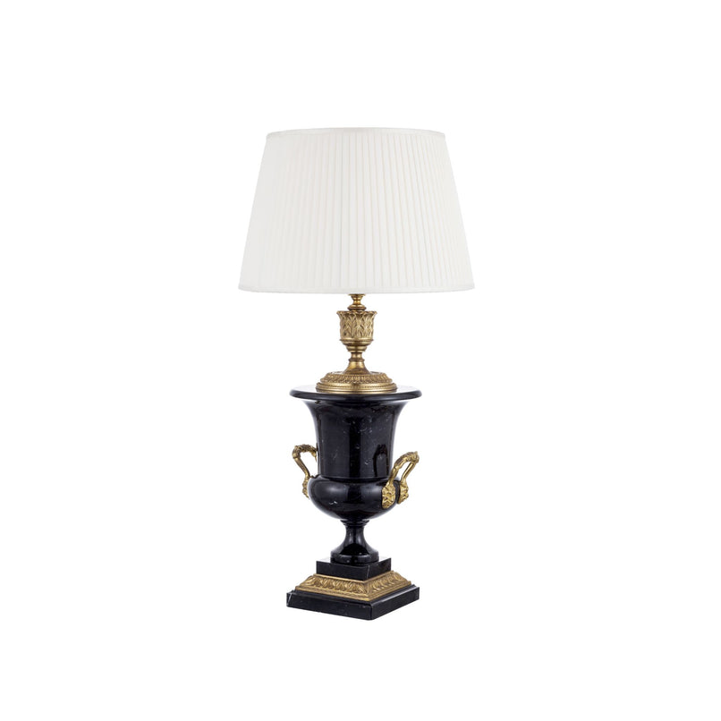 Mytho marble and bronze table lamp with fabric lampshade