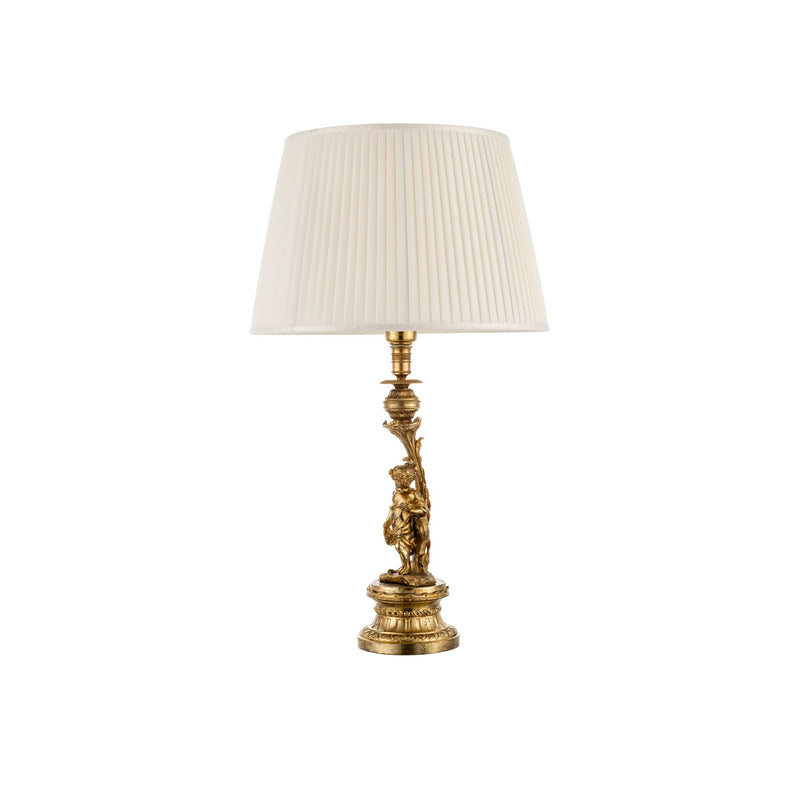 Mytho bronze cherub table lamp with plissé lampshade