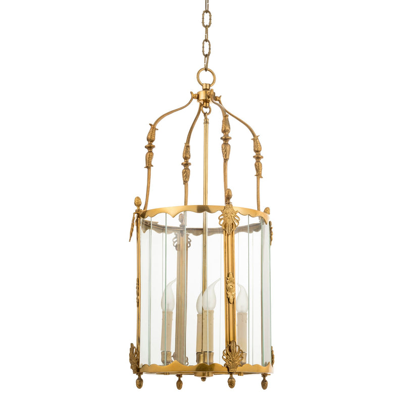 Mytho hanging lantern with bronze structure and rectangular glass stripes
