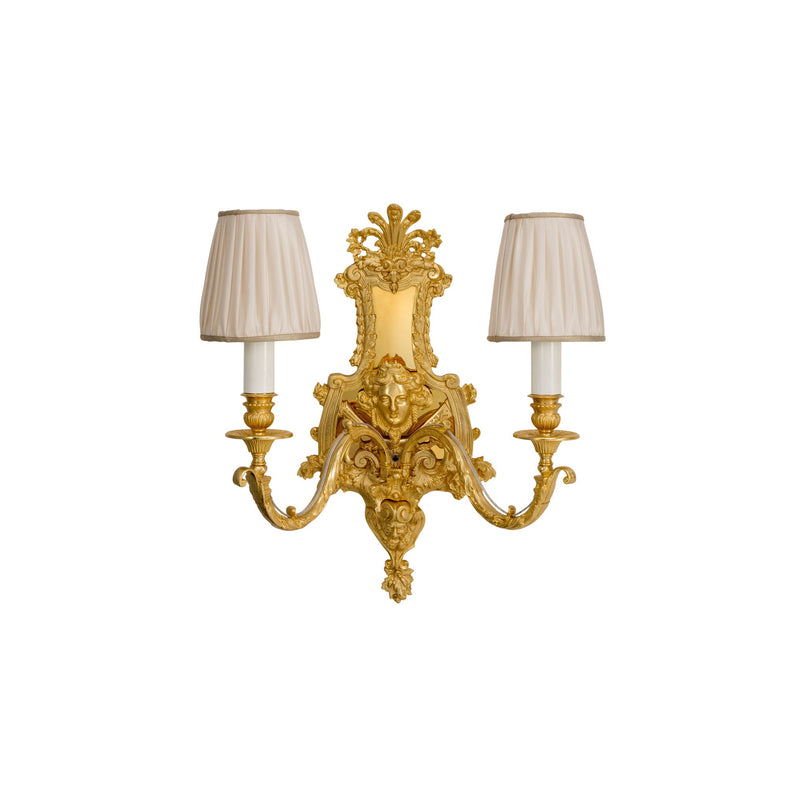 Mytho two lights sconce with bronze structure and fabric lampshade