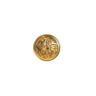 Novecento Amburgo Brass Knob: A circular brass knob featuring intricate decorations, perfect for adding timeless sophistication to your décor.