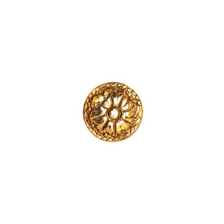 Novecento Marsiglia Brass Knob: A circular brass knob featuring a delicate floral decoration, perfect for adding elegance to your décor.