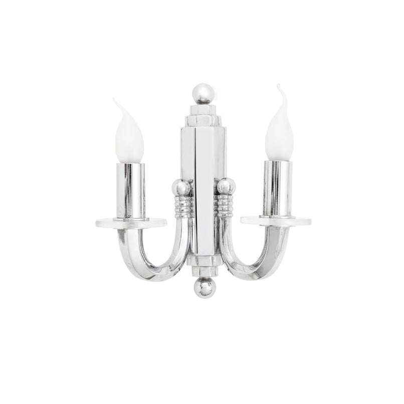 Novecento two-lights brass wall sconce with extra clear glass elements