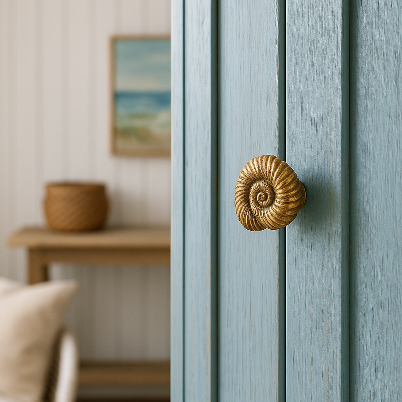 Oceano brass curled sea shell knob