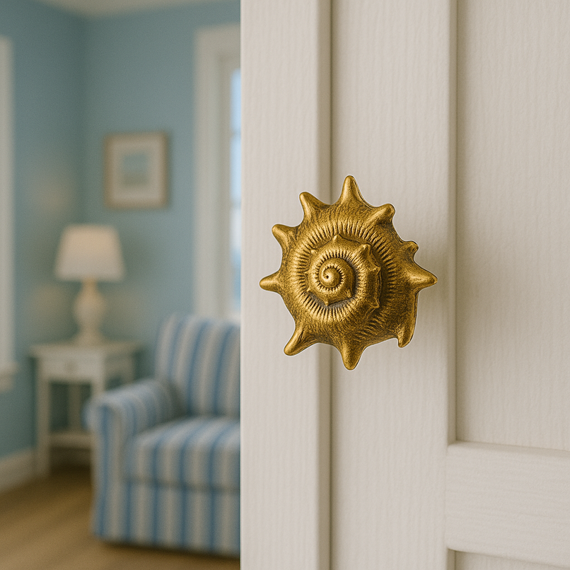 Oceano brass sea shell decorated knob
