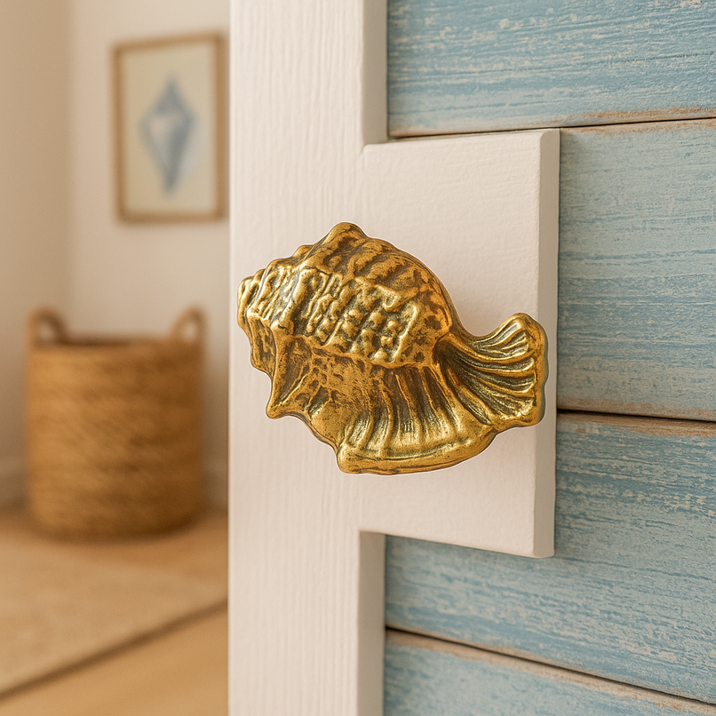 Oceano Livorno brass seashell knob