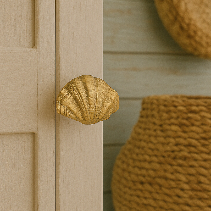 Oceano Porto Venere brass seashell knob