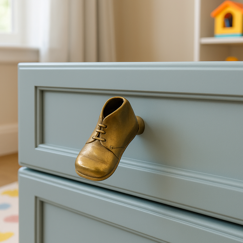 Kindergarten brass children shoe knob
