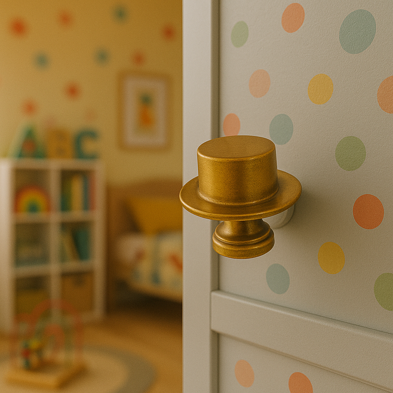 Kindergarten brass baby top hat knob