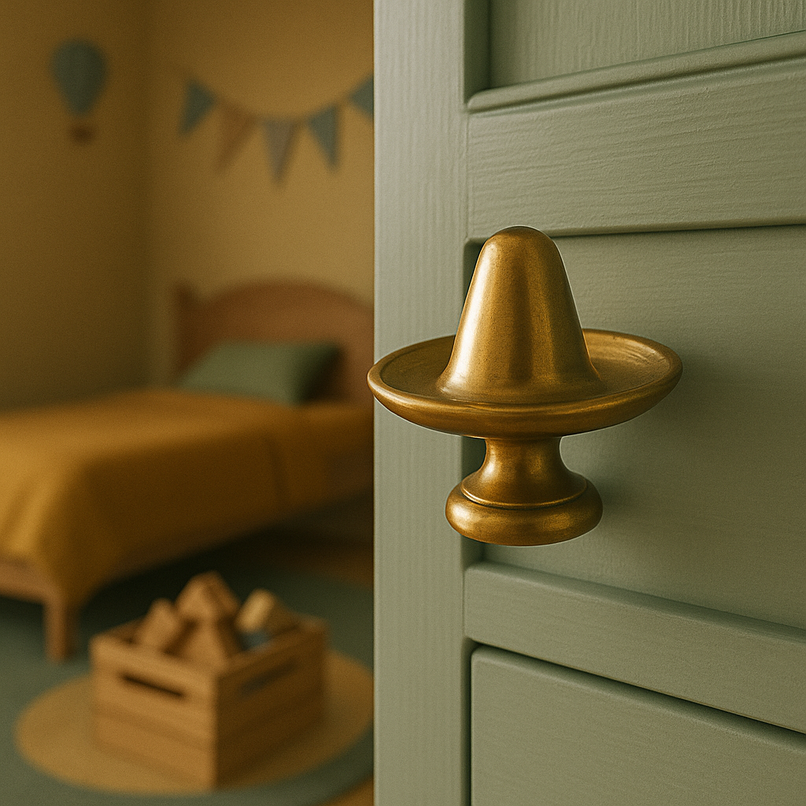 Kindergarten brass sombrero hat knob