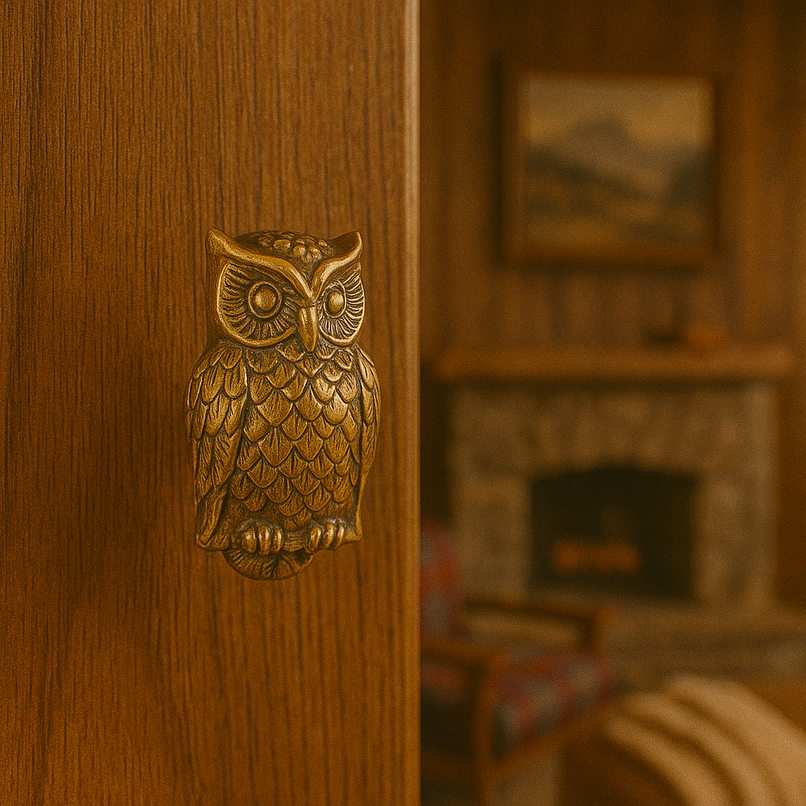 Chalet brass small owl knob