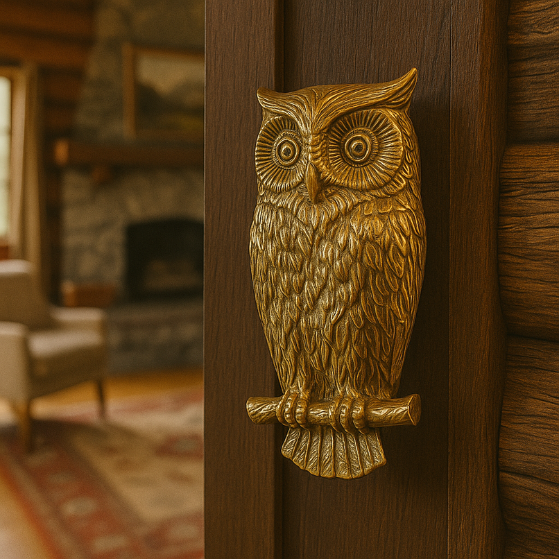 Chalet brass large owl knob