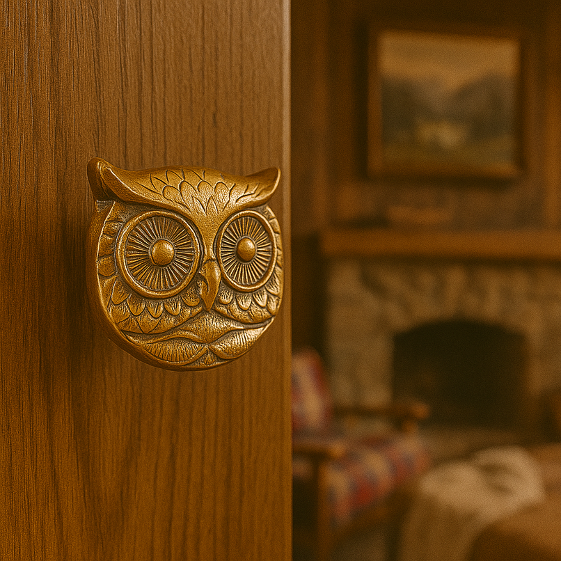 Chalet brass owl large face knob