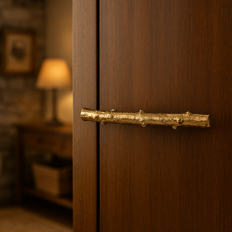 Chalet brass large rosehip branch knob