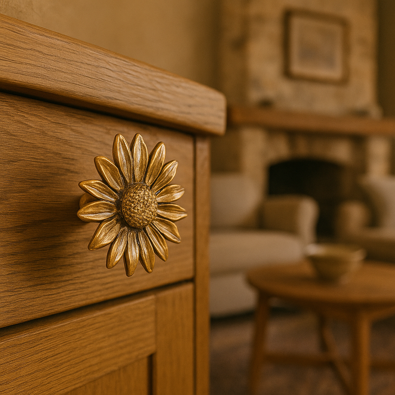 Flora brass sunflower knob