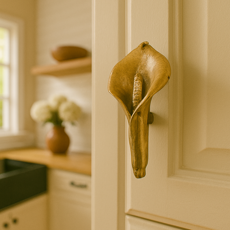 Flora brass calla lily knob
