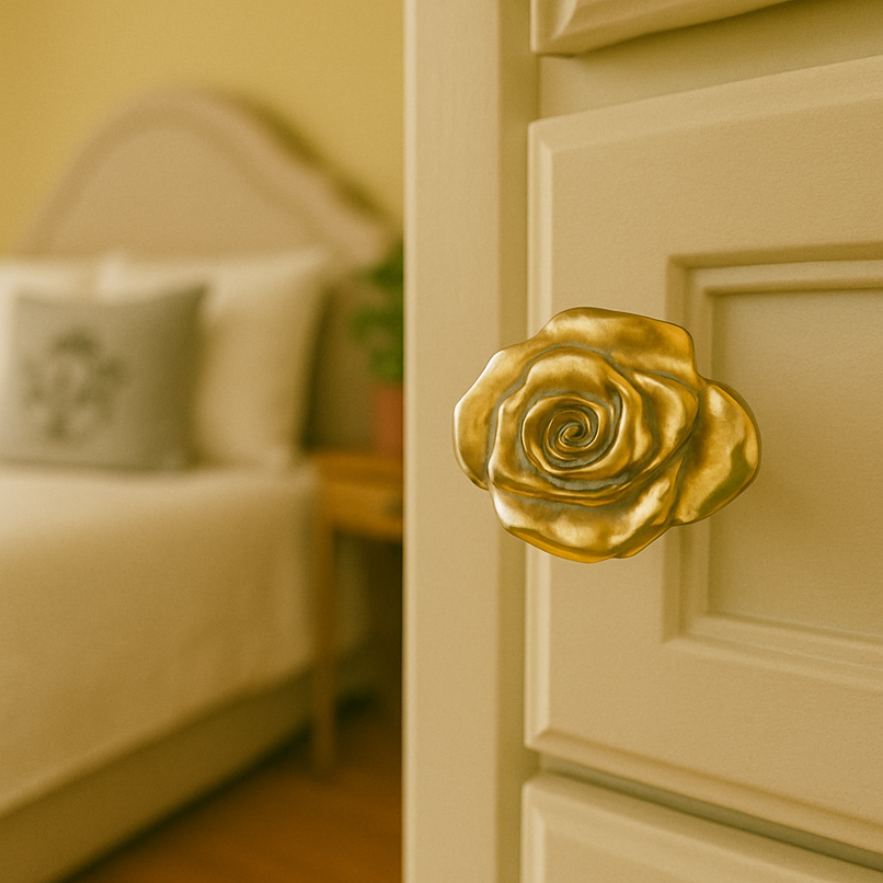 Flora brass large rose knob
