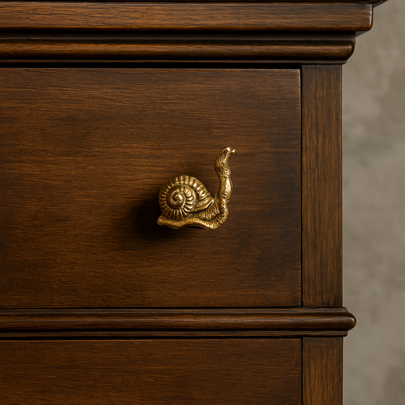 Fauna medium brass snail knob