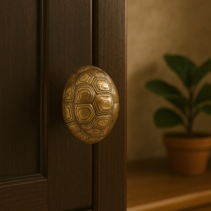 Fauna brass carapace knob