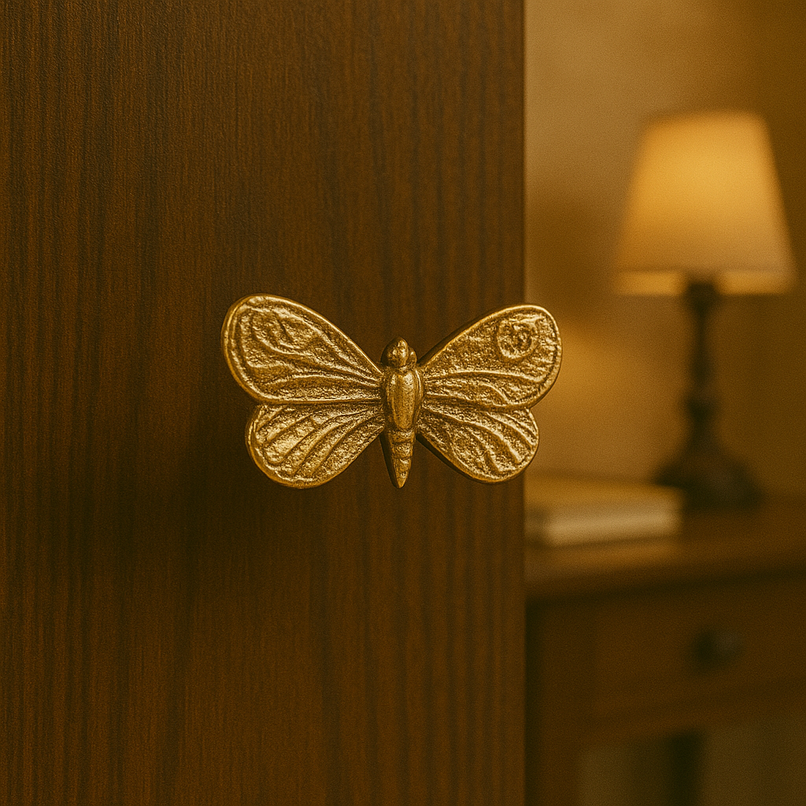 Fauna brass small butterfly knob