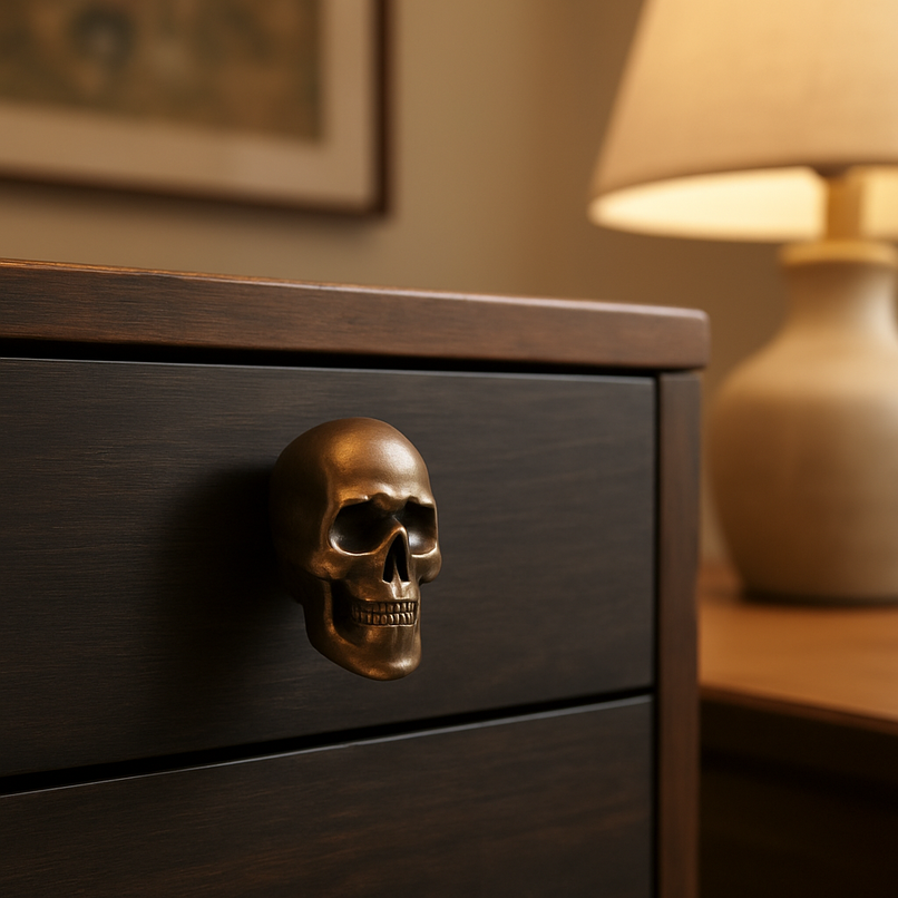 Frankenstein brass skull knob