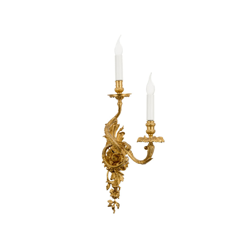 Palmira two lights leaves bronze sconce