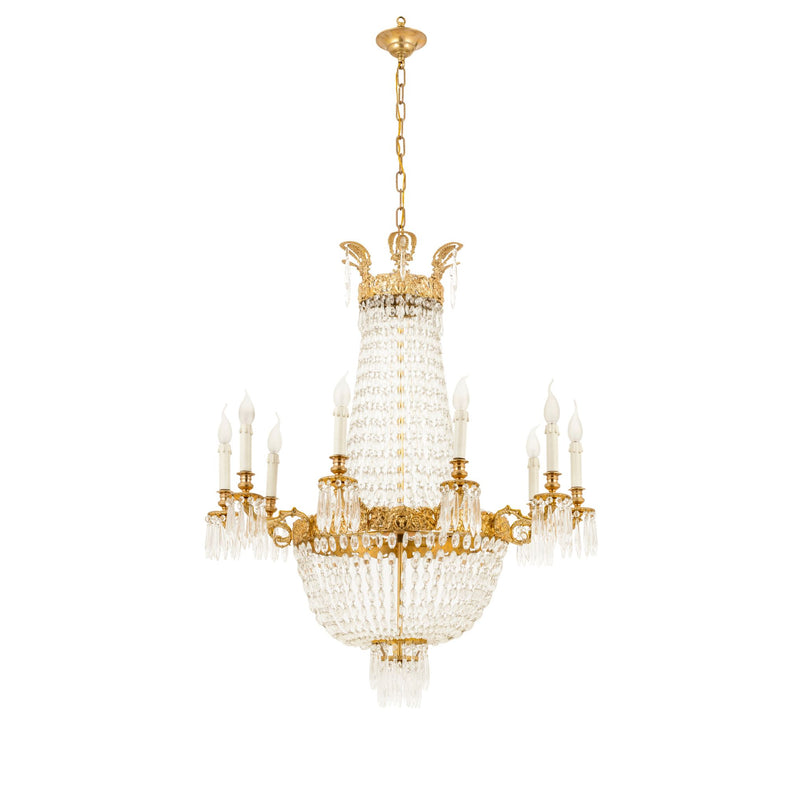 Reggia 10 lights chandelier with crystal drops