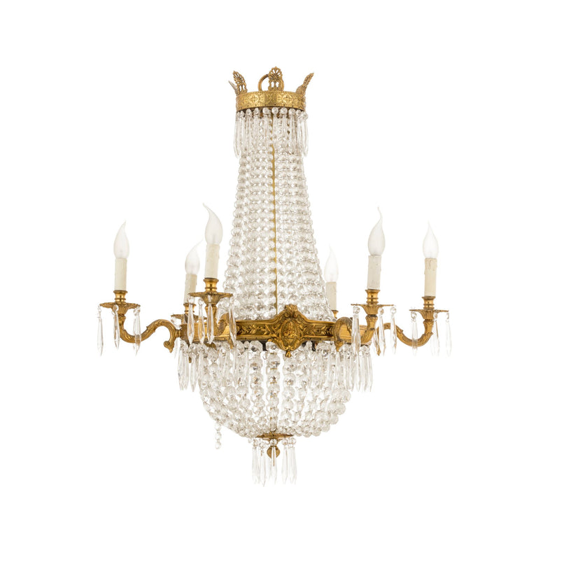 Reggia 6 lights chandelier with bronze structure and crystals
